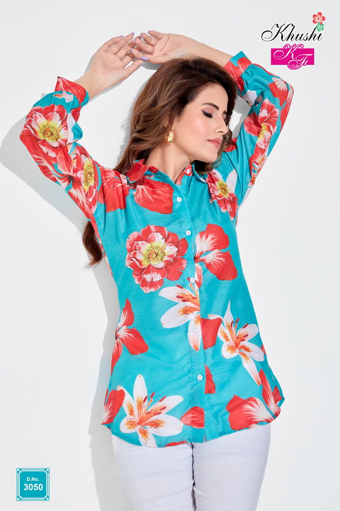 Fancy Digital Printed Ladies Shirt Catalog